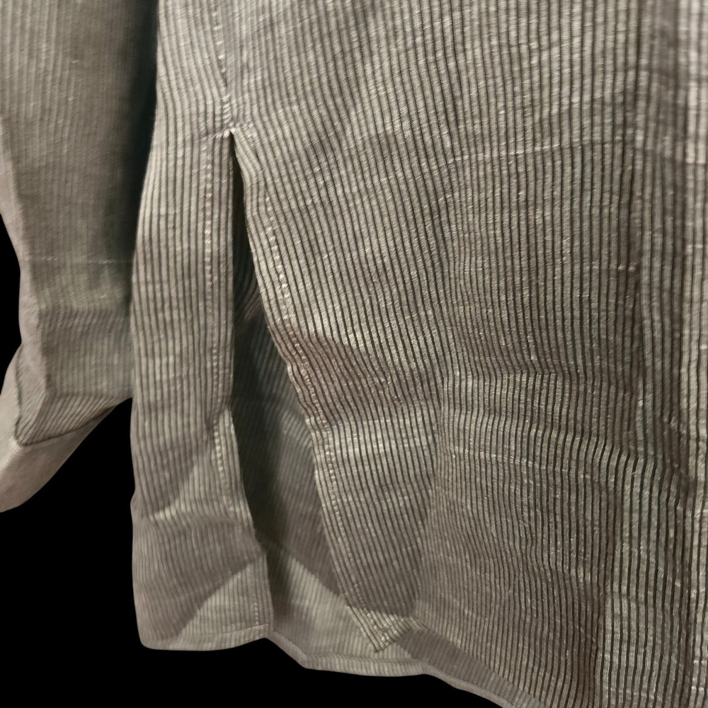 HARSHMAN Drea Stripe Silk Linen Button-Up Tunic Blouse Small Luxury NWT $228 - Picture 7 of 10
